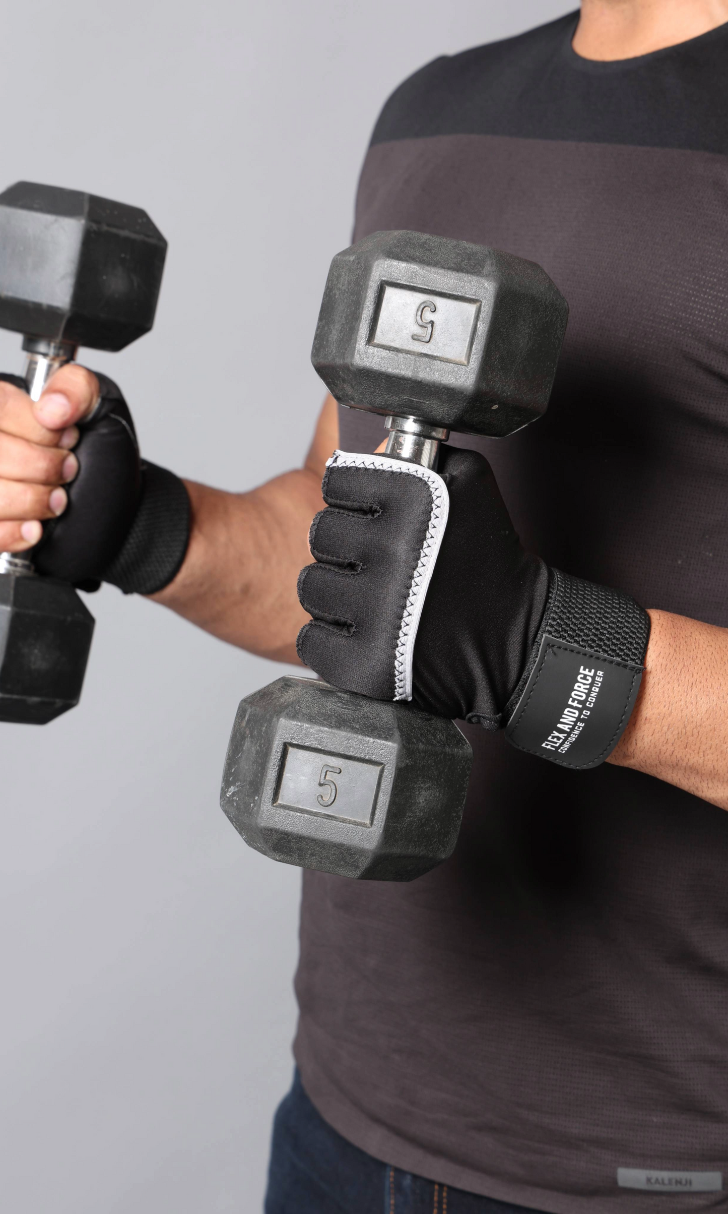 Premium Neoprene breathable Fitness Gloves with Wrist Support for Men and Women Free Size (Fits All), Black & Gray