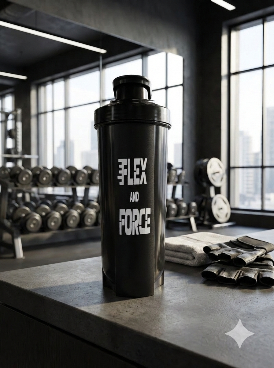 Gym Protein Shaker Bottle (750ml) — Leakproof with Mixer Ball | Flex and Force