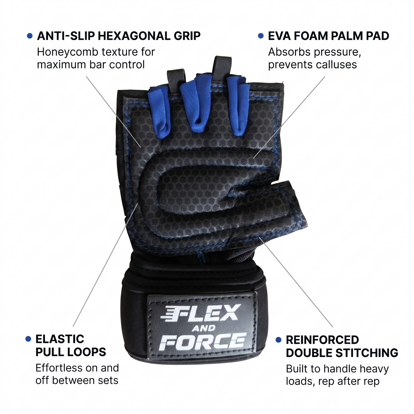 Flex and Force Sports Gloves with Adjustable Wrist Wrap Support (Unisex)